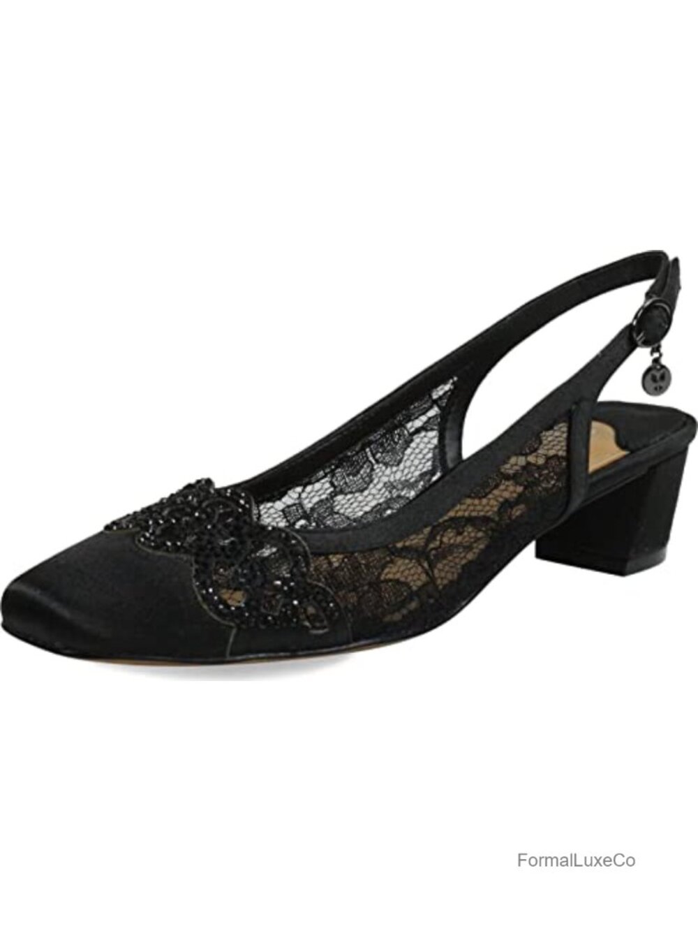 Lace Slingback Pump with Memory Foam Insole, Block Heel